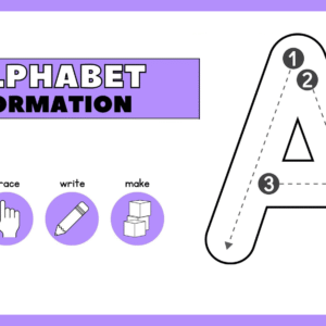 uppercase alphabet formation worksheets in purple lined style